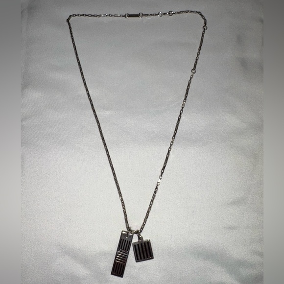 Louis Vuitton Collier Black and Silver Damier Pendant Necklace EUC - Picture 7 of 9